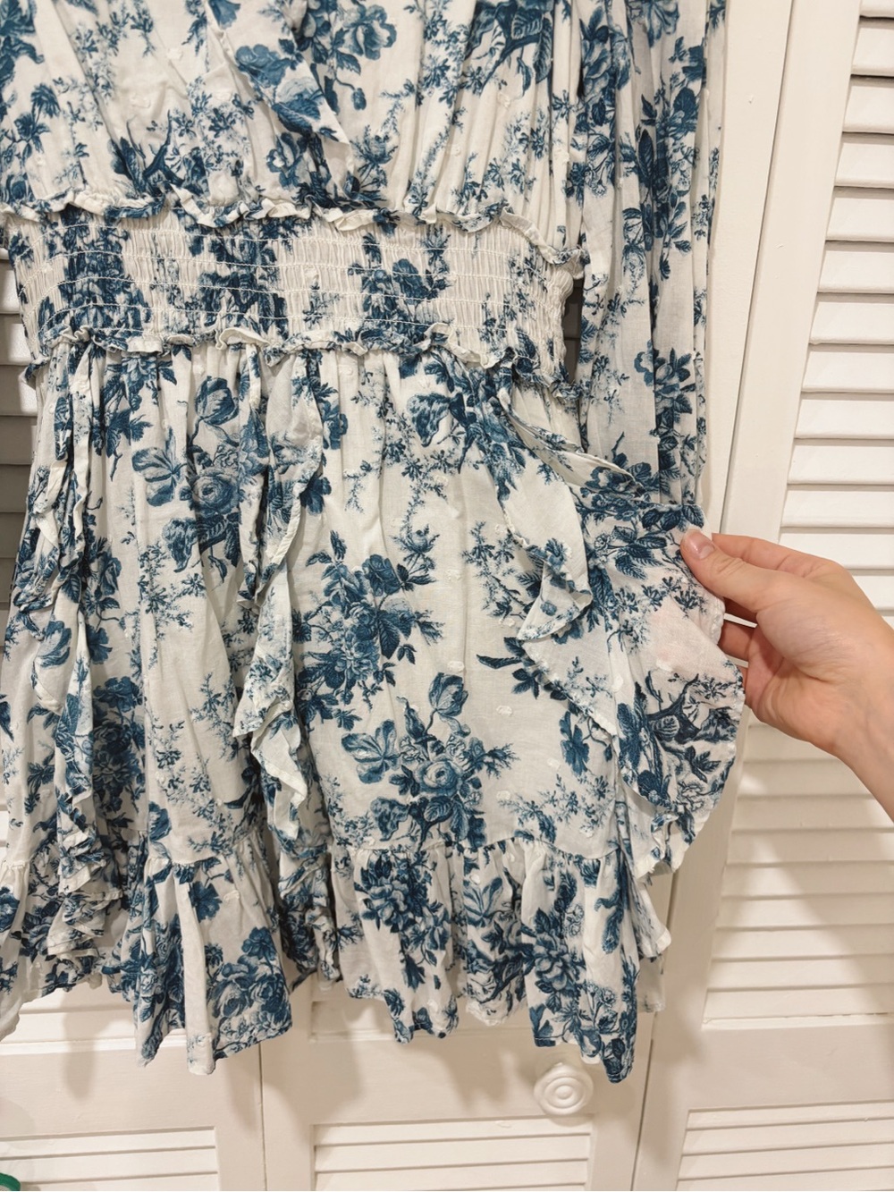 LoveShackFancy Mini Dress with navy blue Floral Print - Picture 5 of 6